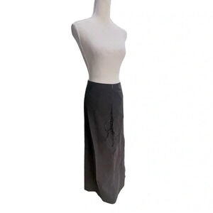 NWT 90s vintage grunge y2k goth emo black maxi skirt with tie details in front